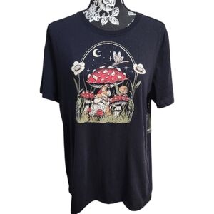 Torrid Black Gnome Core Classic Fit Tee - Magical Mushroom & Moon Graphic